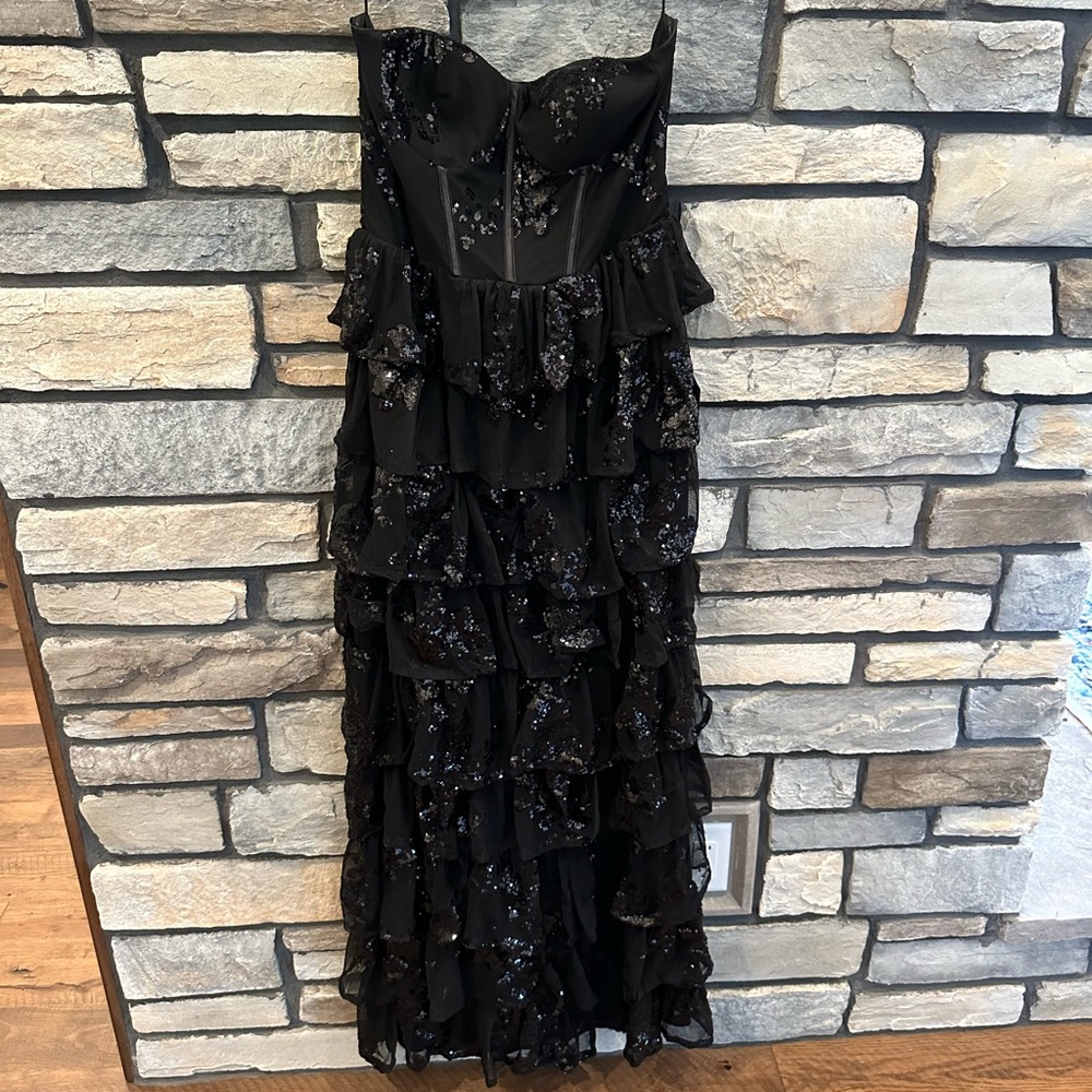 Lulu's Black Strapless Sequin Dress